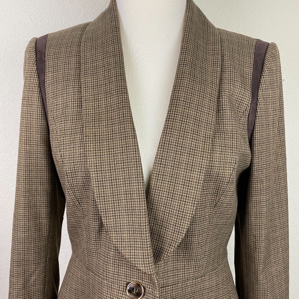 ANTONIO MELANI Brown Checked Tailored Blazer - Picture 3 of 8